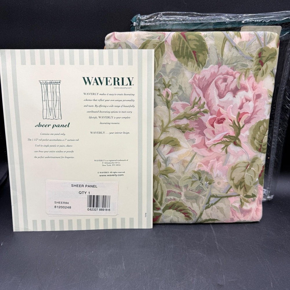 Vintage Waverly Sheer Curtain Panel Window Treatment 60x84 Floral Cottage‎ Boho